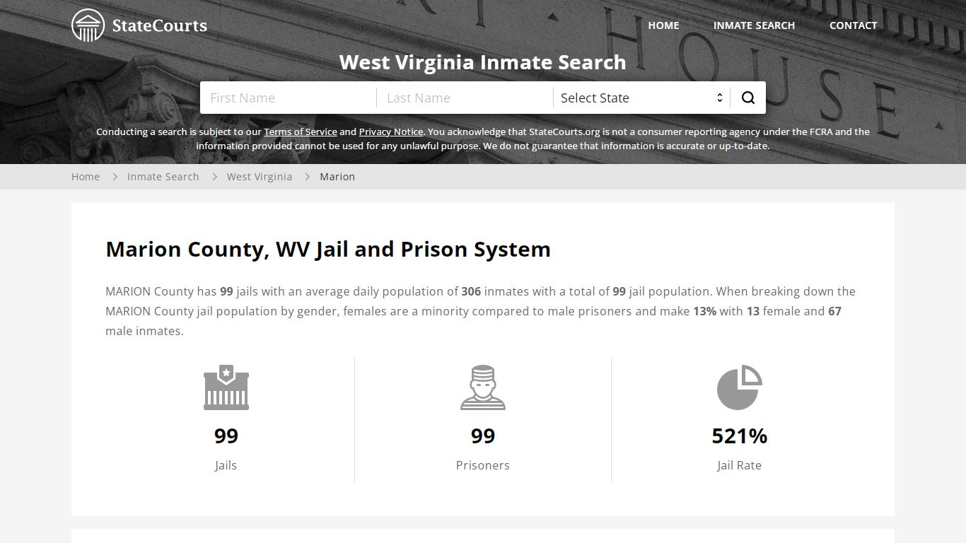 Marion County, WV Inmate Search - StateCourts